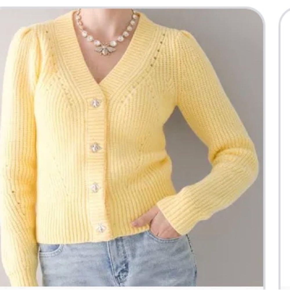 White House Black Market Sweaters | Whbm  Yellow Bee Cardigan XS